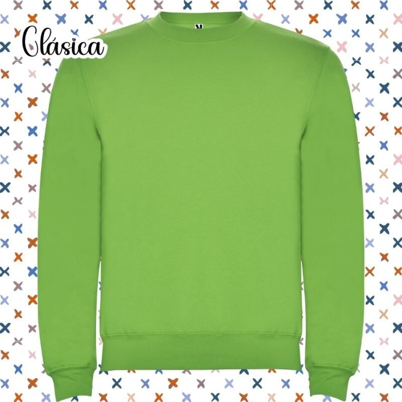 Sudadera para personalizar manga larga calidad, modelo clasica sin capucha color verde